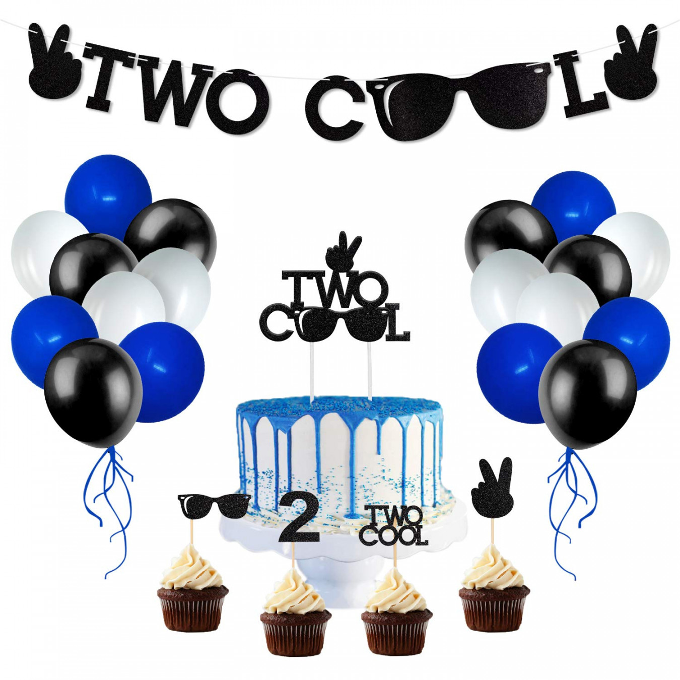 Two Cool Party Supplies Two Cool Sunglasses Banner Cake Cupcake