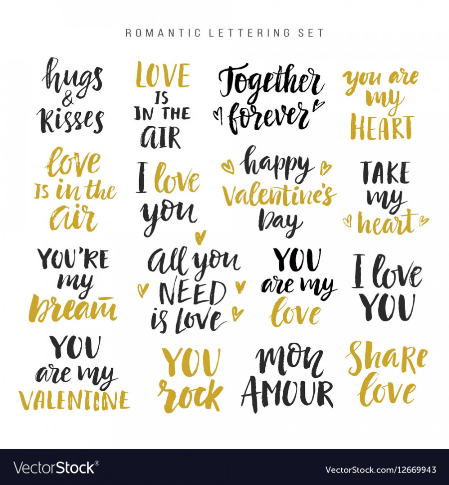 Valentines day romantic phrases collection Vector Image