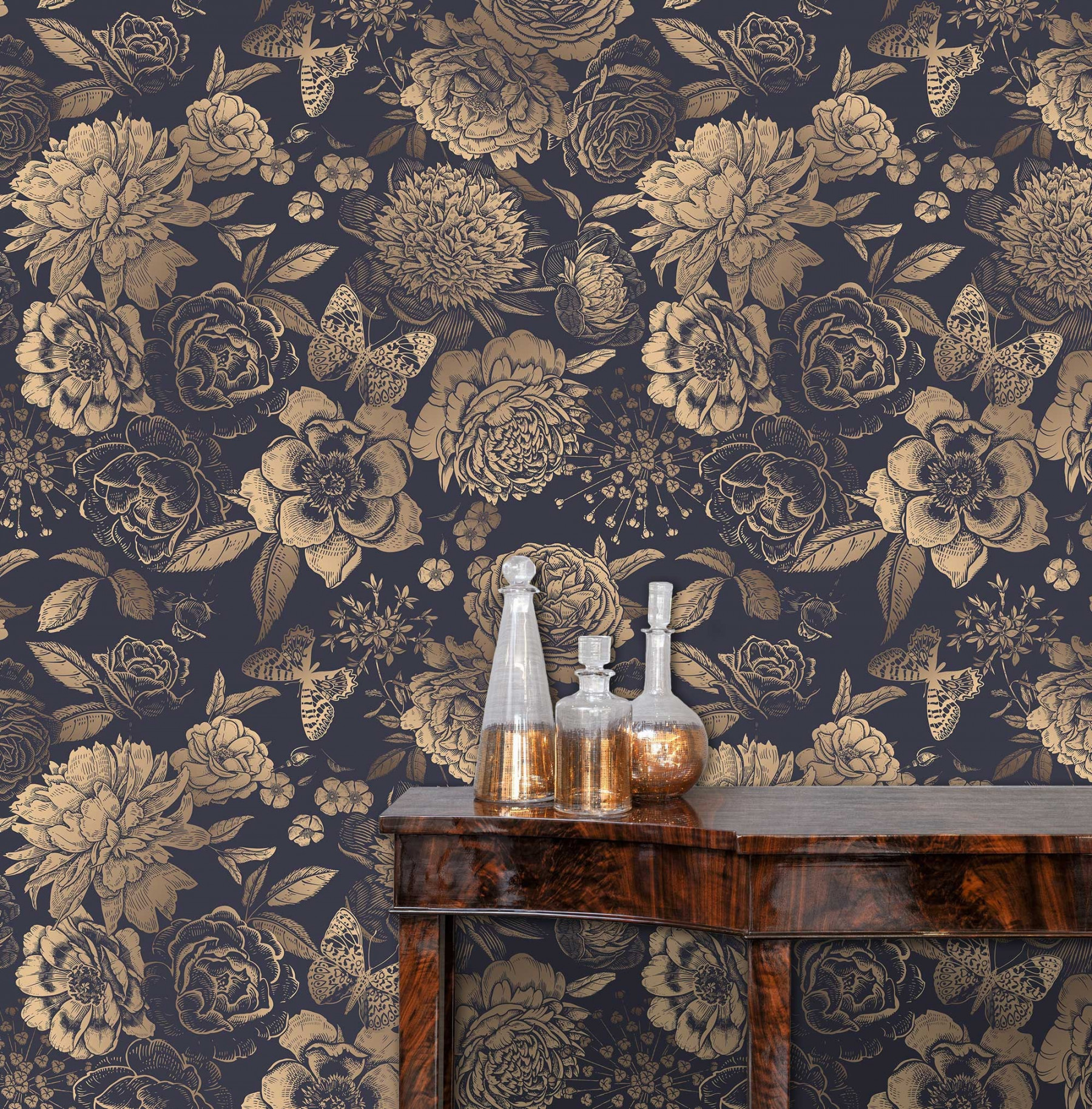 Victorian Wallpaper Botanical Wallpaper Moody Wallpaper - Etsy