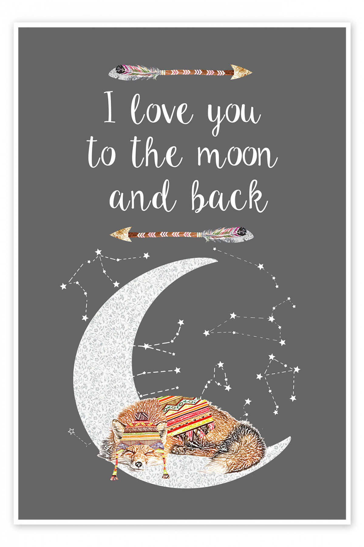 Wandbild „I love you to the moon and back“ von GreenNest