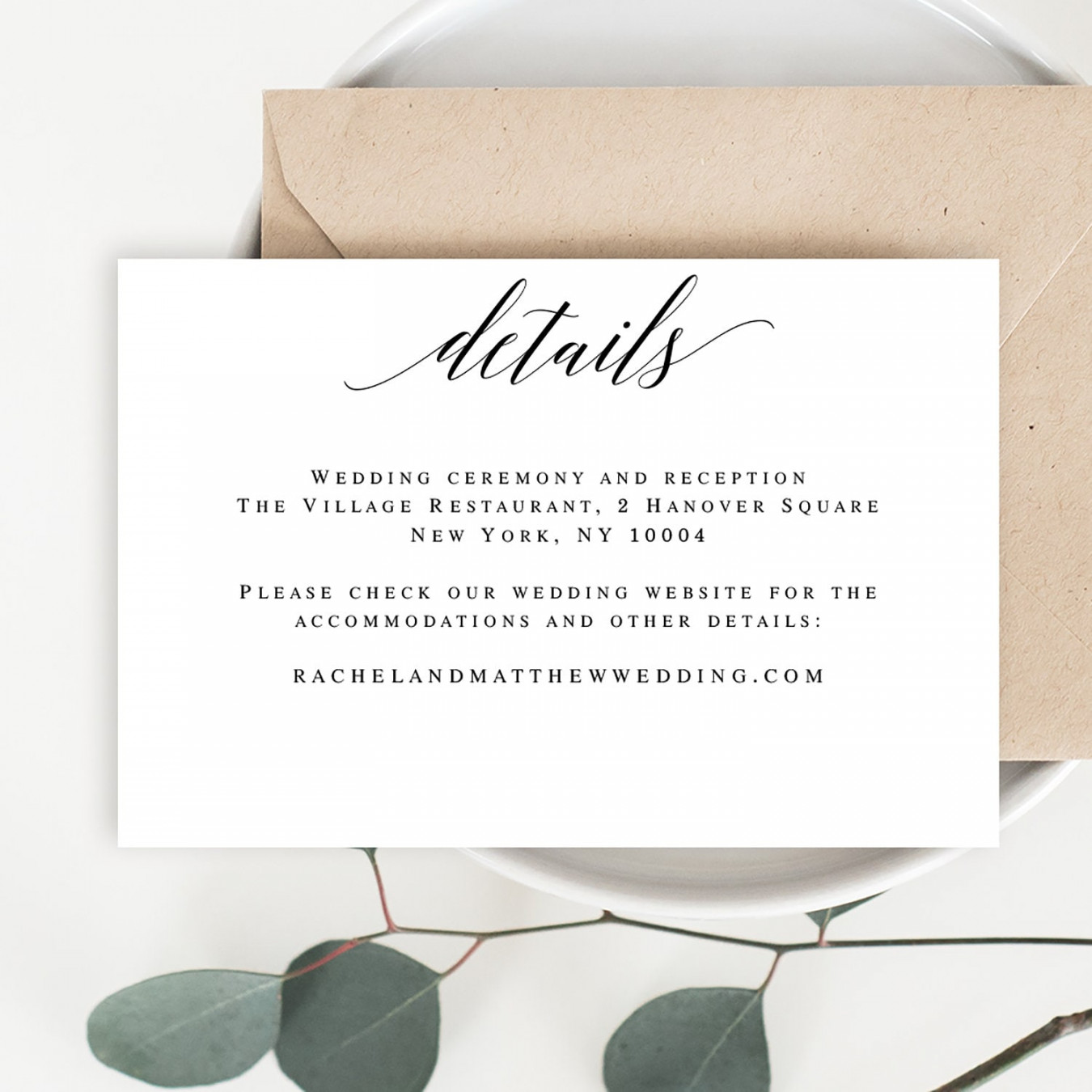 Wedding details card template Wedding details card insert - Etsy