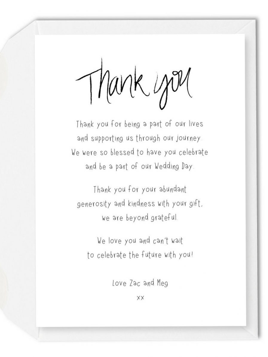 Wedding Thank You Card Wording Ideas   Wedding thank you cards