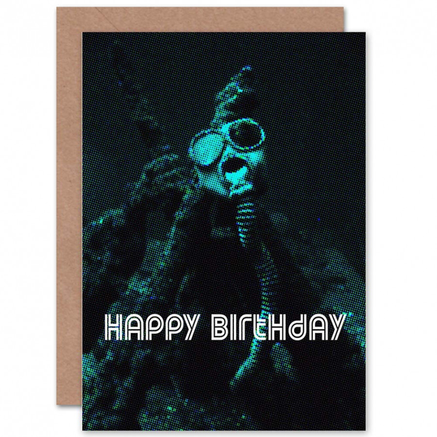 Wee Blue Coo CARD GREETING HAPPY BIRTHDAY CREEPY UNDERSEA GAS MASK GOTHIC