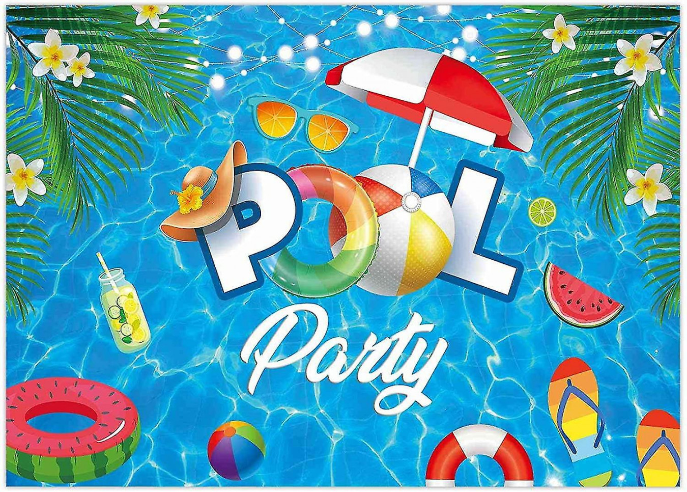 xft Pool Party Backdrop Summer Swimming Balls Lifebuoy Water