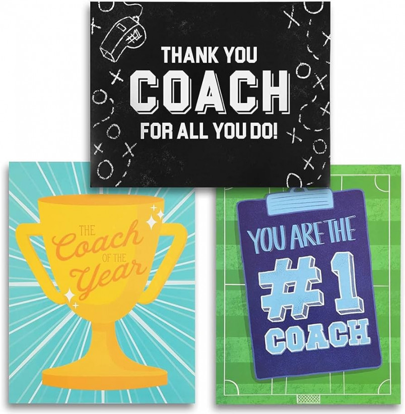 XXL Thank You Cards with Envelopes for Football Coaches, Tennis Coaches,  Sports Coaches,  Designs,  x  cm