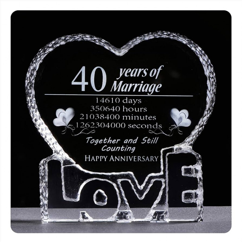 YWHL th Anniversary Crystal Sculpture th Wedding Anniversary Gift For  Your Wife Girlfriend Him Husband