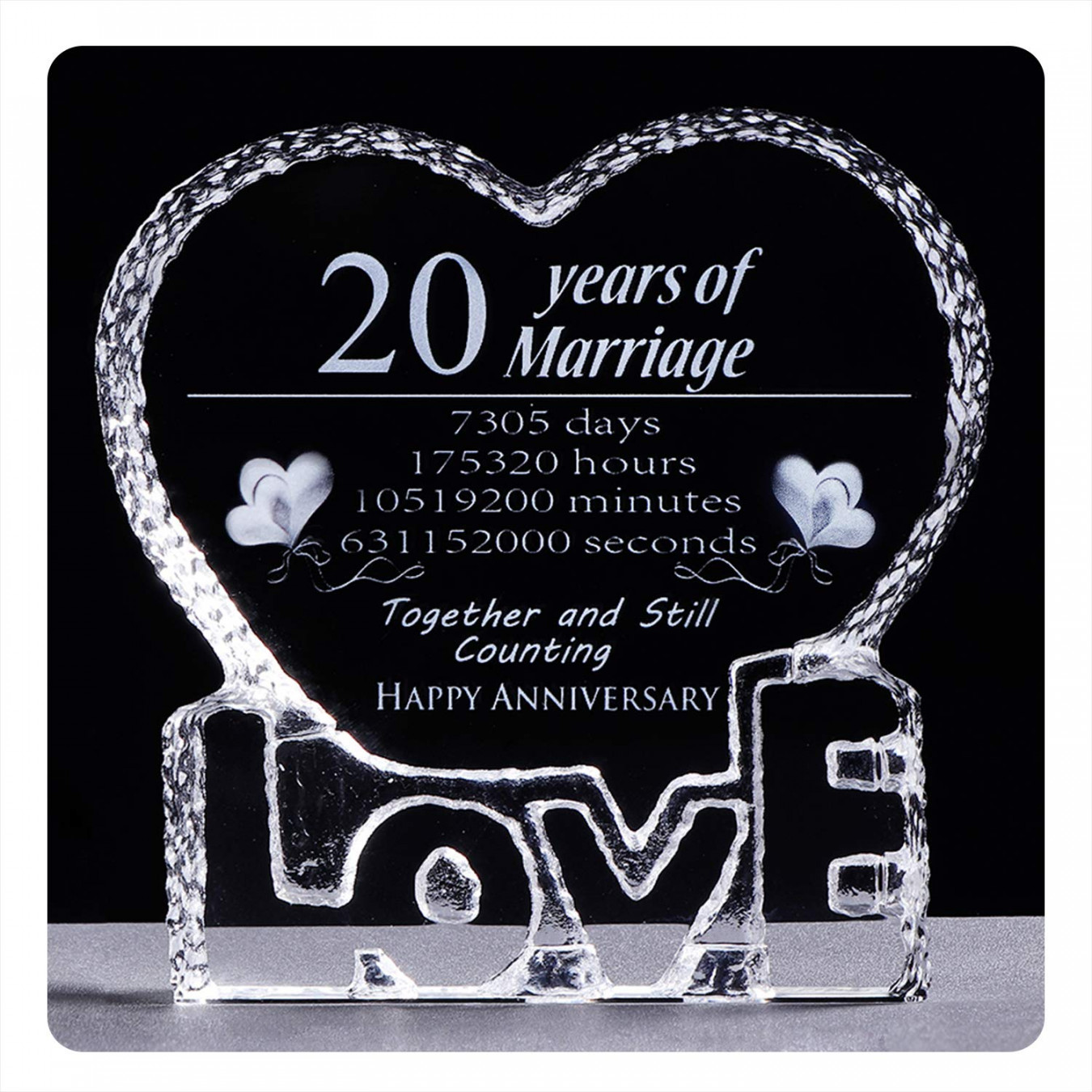 YWHL th Wedding Anniversary Crystal Sculpture Gift for Wife Girlfriend  Husband  Years