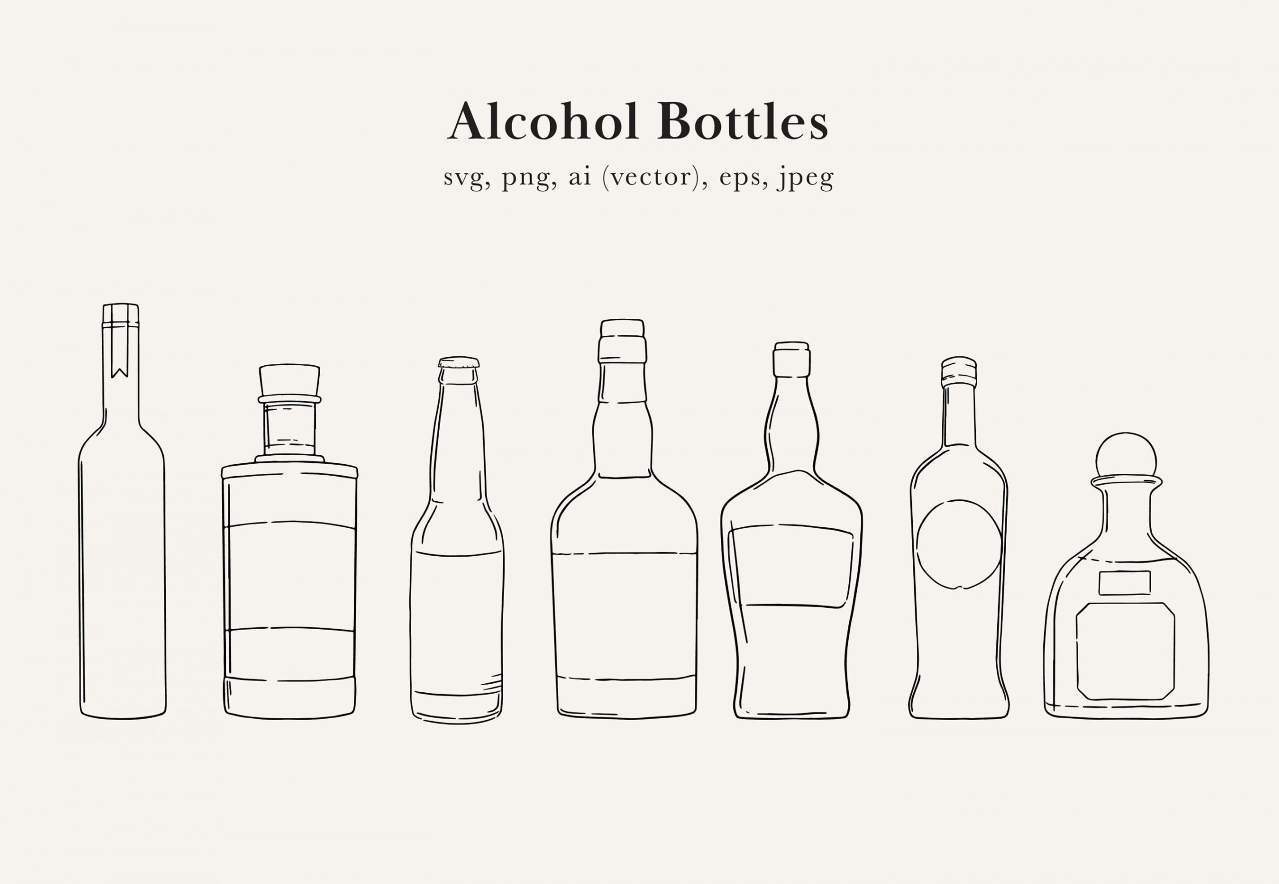 Alcohol Bottle Illustrations, Alcohol Bottle Art, Bottle Clip Art