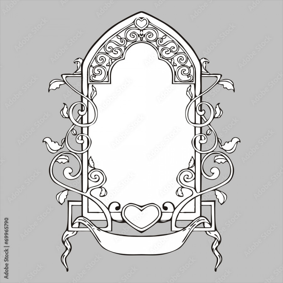 art nouveau frame arch drawing sketch vector Stock-Vektorgrafik