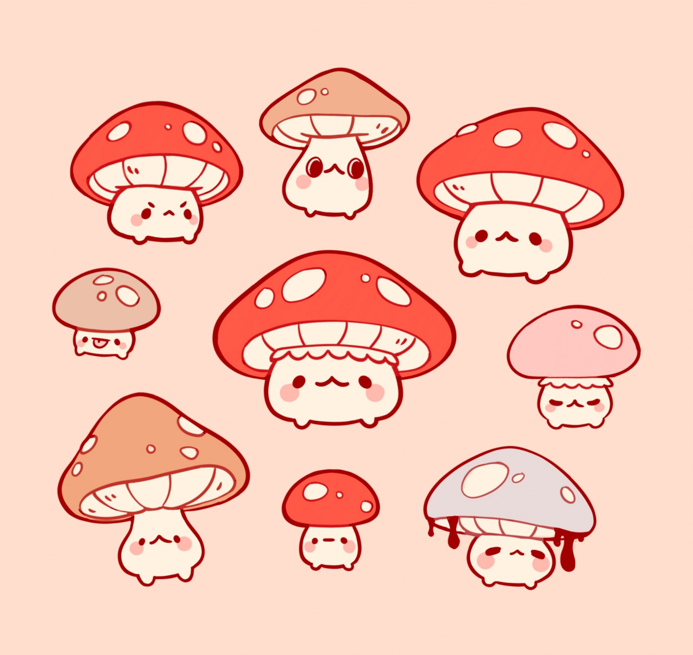 Art Print Mushroom Friends x Matte Art Print Cute Kawaii Cottage