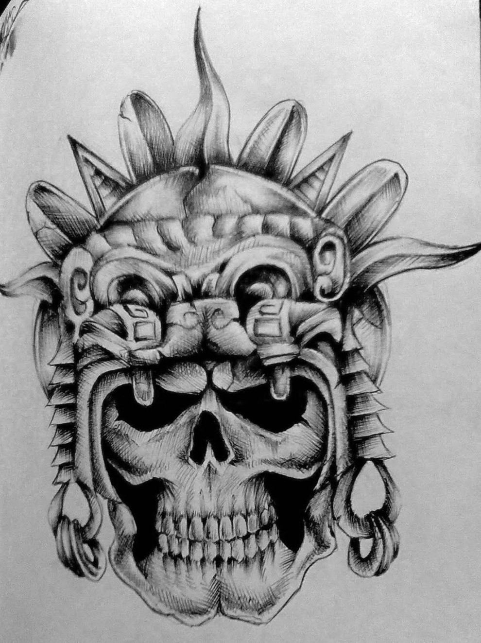 Aztec Warrior Skull Drawings Aztec  Skull tattoo design, Aztec