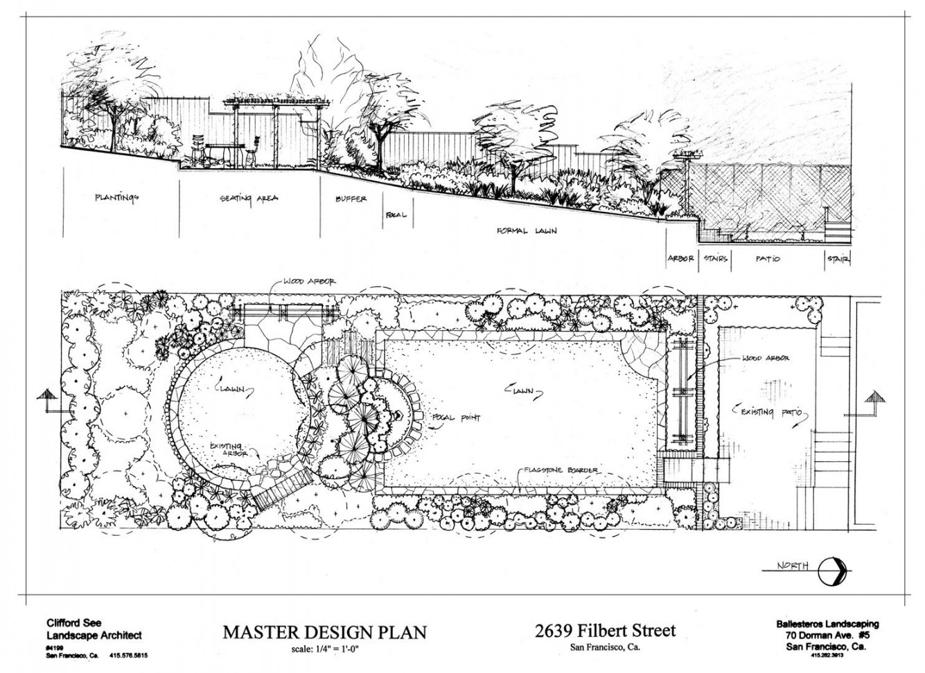 b&w elevation drawing  Landscape design drawings, Garden design