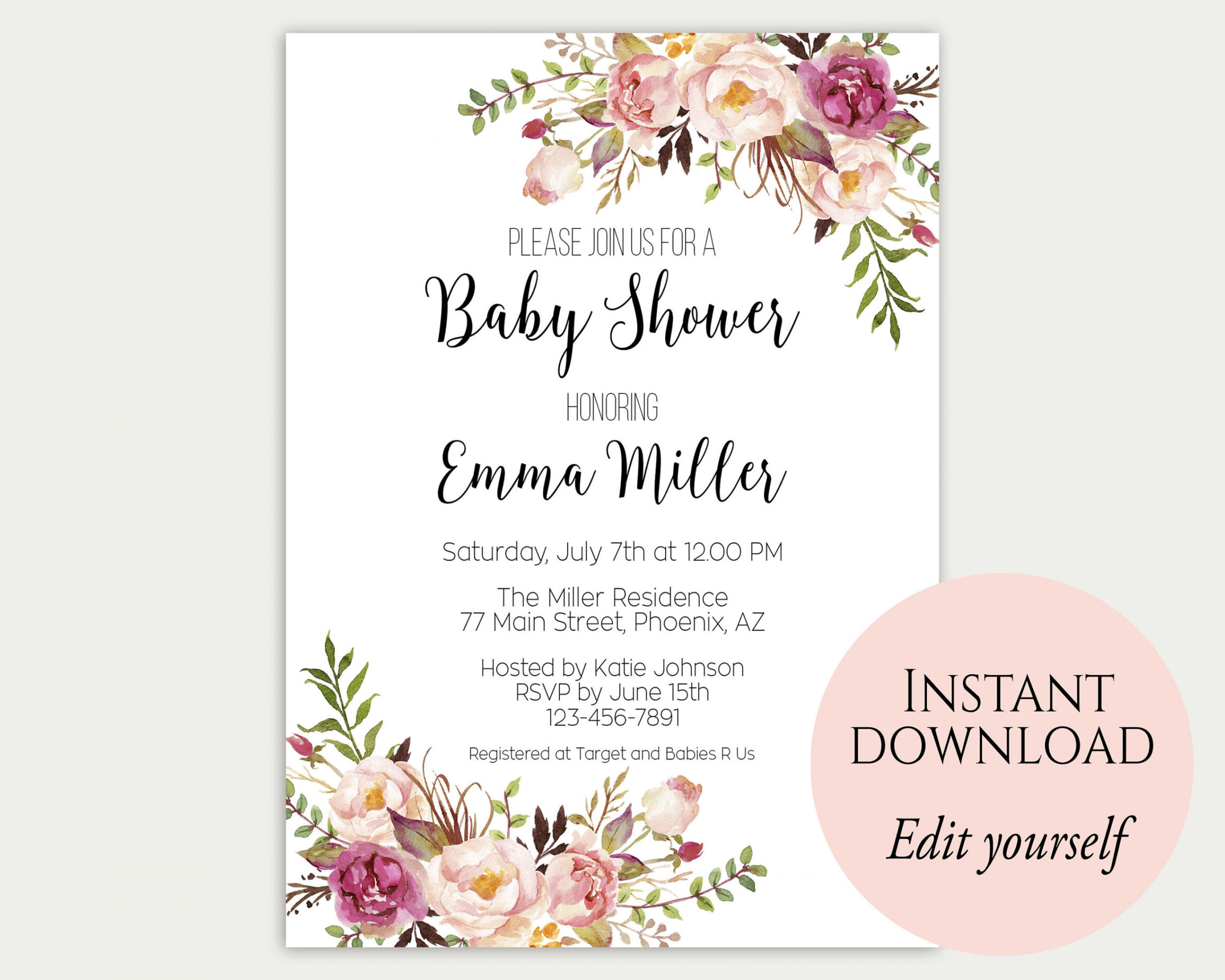 Baby Shower Invitation Template Baby Shower Invite Baby - Etsy