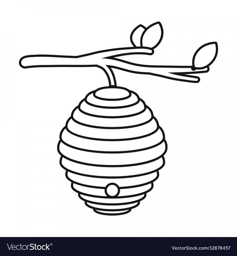 Beehive icon in outline style isolated on white Vector Image