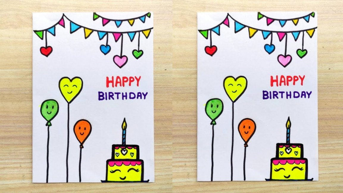 Birthday card drawing easy  How to draw birthday card  How to make  birthday card easy