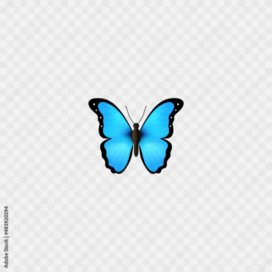 Blue Butterfly emoji. Isolated on white