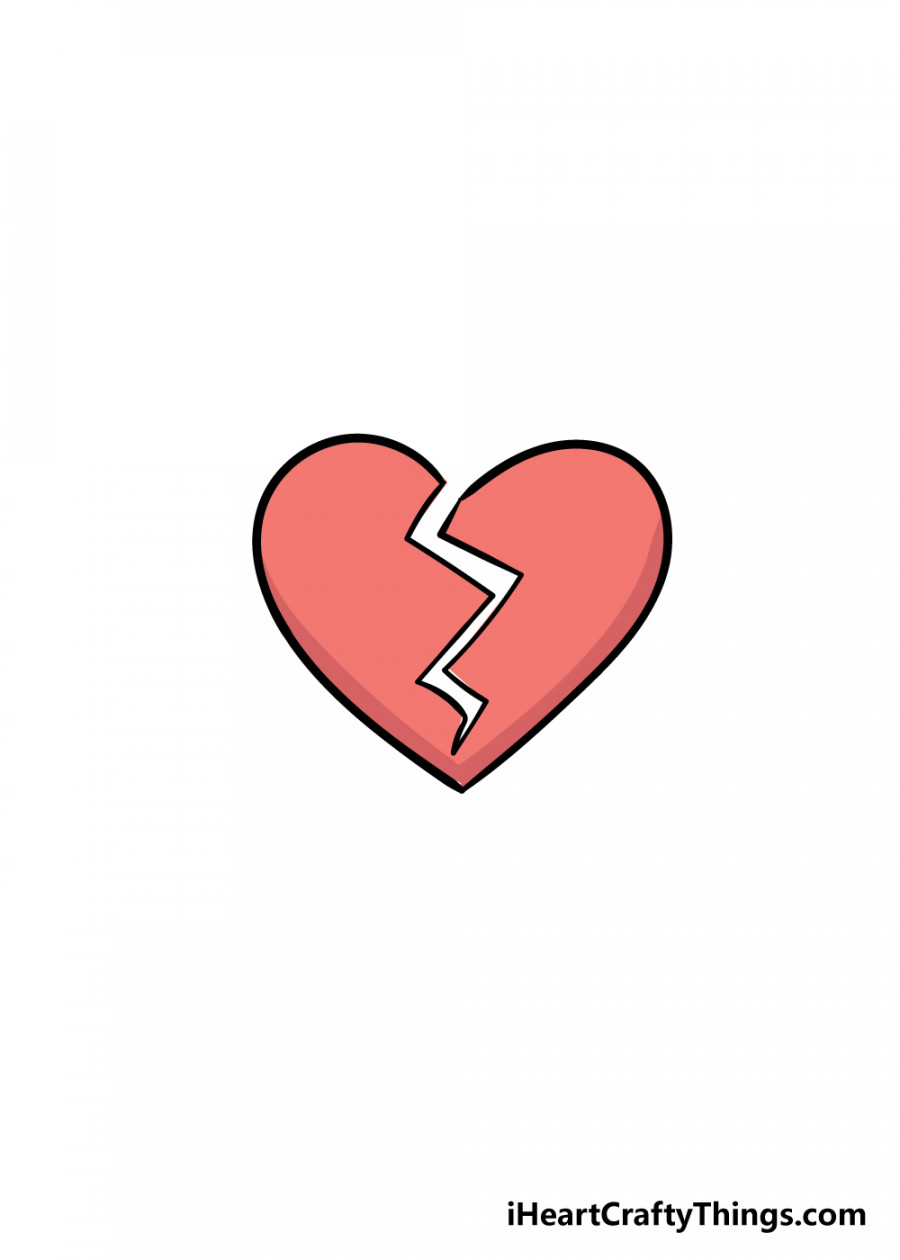 Broken Heart Drawing - How To Draw A Broken Heart Step By Step