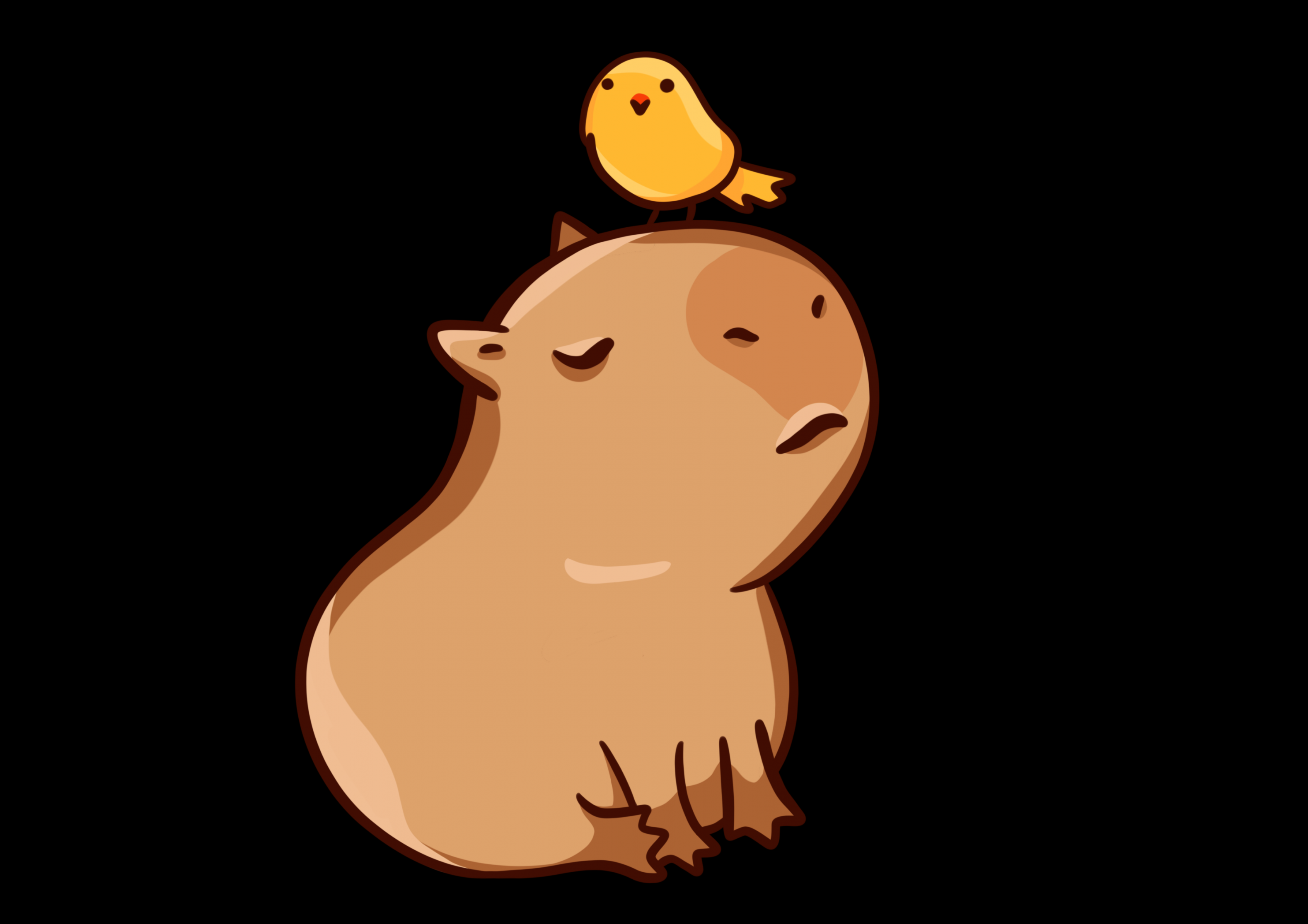 Capybara with his bird friend  Cute drawings, Capybara, Cute doodles