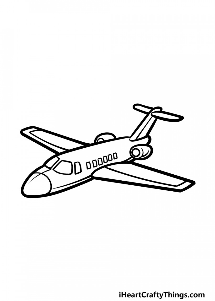 Cartoon Airplane Drawing - How To Draw A Cartoon Airplane Step By