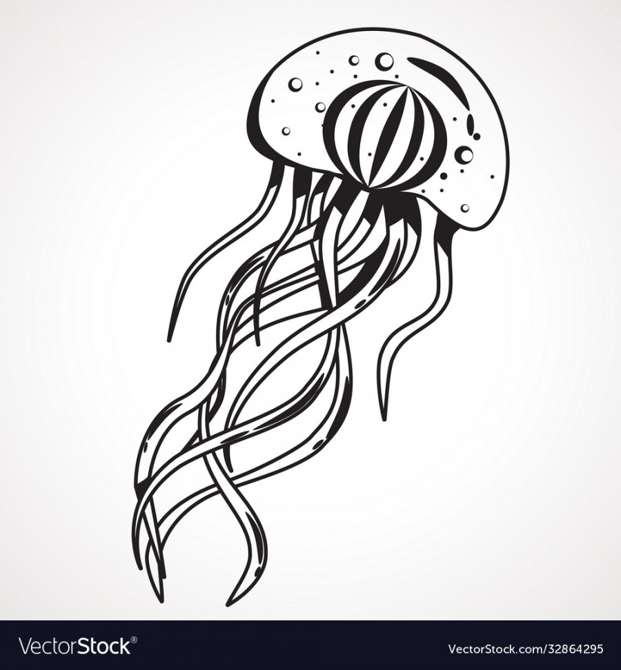 Cartoon contour drawing a jellyfish children Vector Image