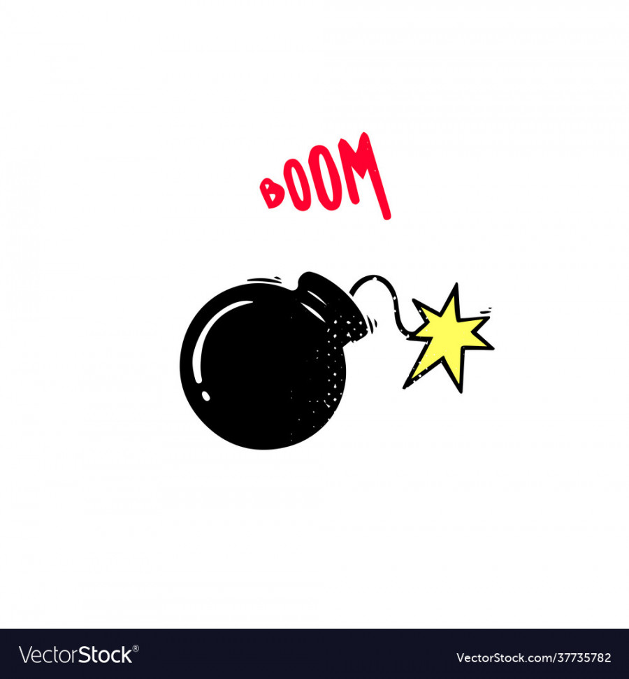 Cartoon drawing a bomb with wick Royalty Free Vector Image