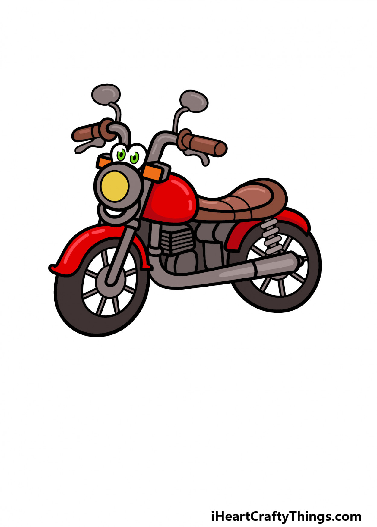 Cartoon Motorcycle Drawing - How To Draw A Cartoon Motorcycle Step