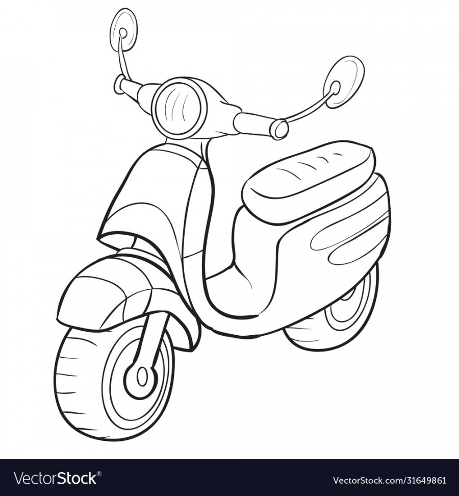 Cartoon motorcycle sketch coloring Royalty Free Vector Image