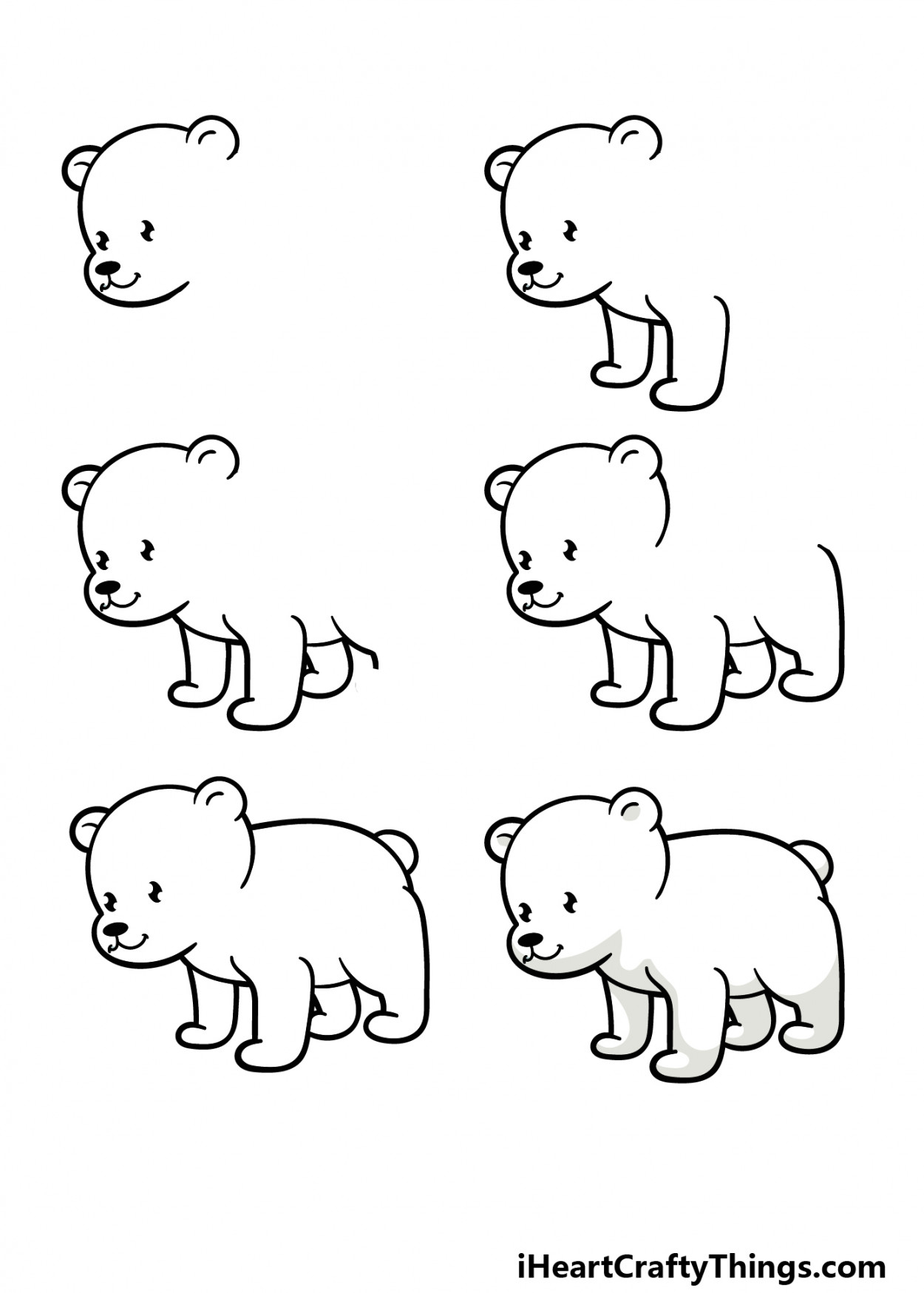 Cartoon Polar Bear Drawing - How To Draw A Cartoon Polar Bear Step