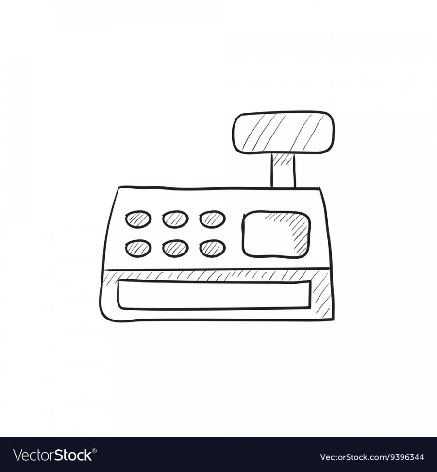 Cash register machine sketch icon Royalty Free Vector Image