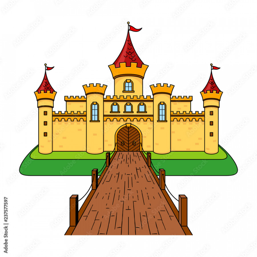 Castle Cartoon Drawing Illustration Stock Vector  Adobe Stock