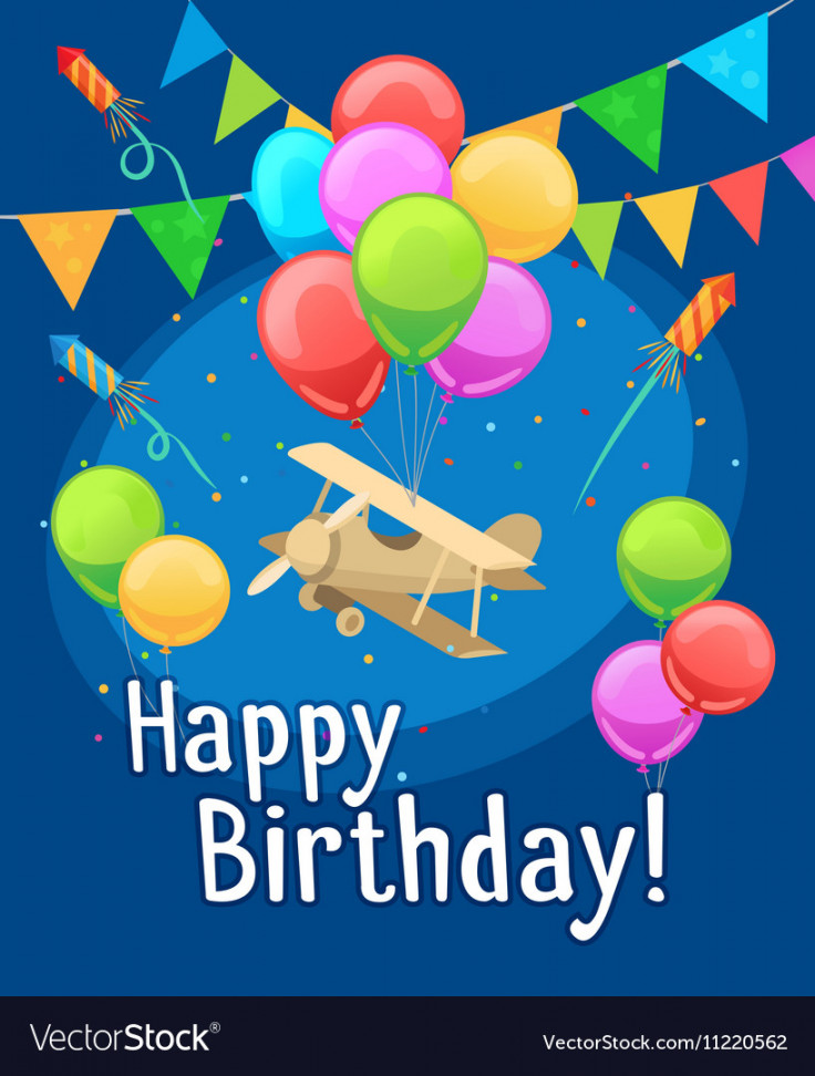 Children happy birthday card with balloons Vector Image