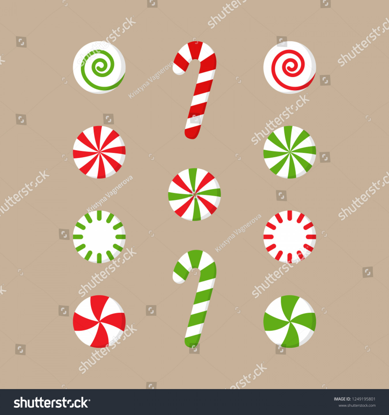 Christmas Peppermint Candy Vector Illustration Collection Stock