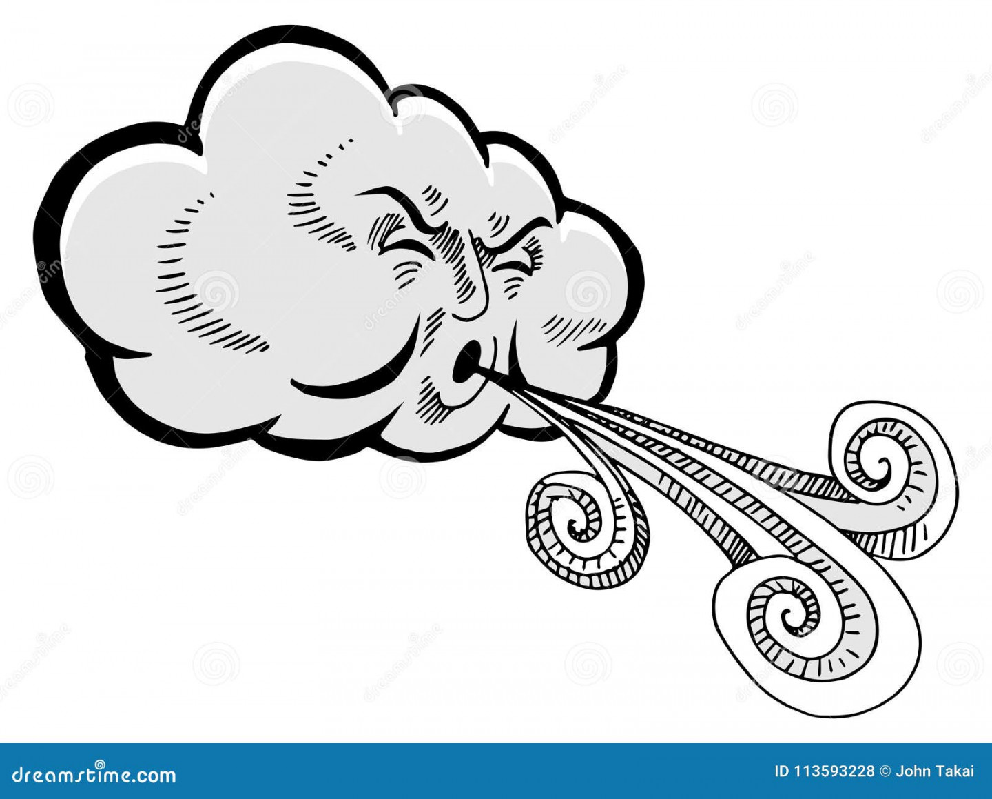 Cloud Blowing Wind Drawing Cartoon Stock Vector - Illustration of