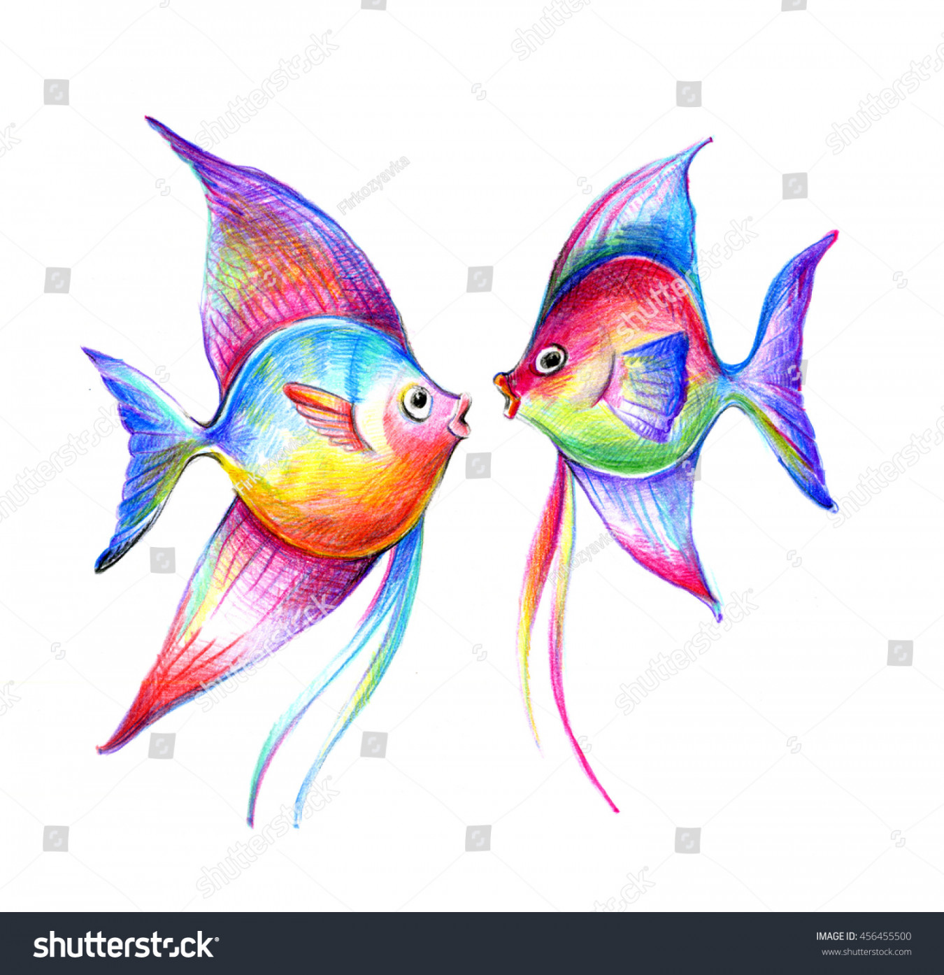 Color Beautiful Fish Illustration Hand Drawing: Stockillustration