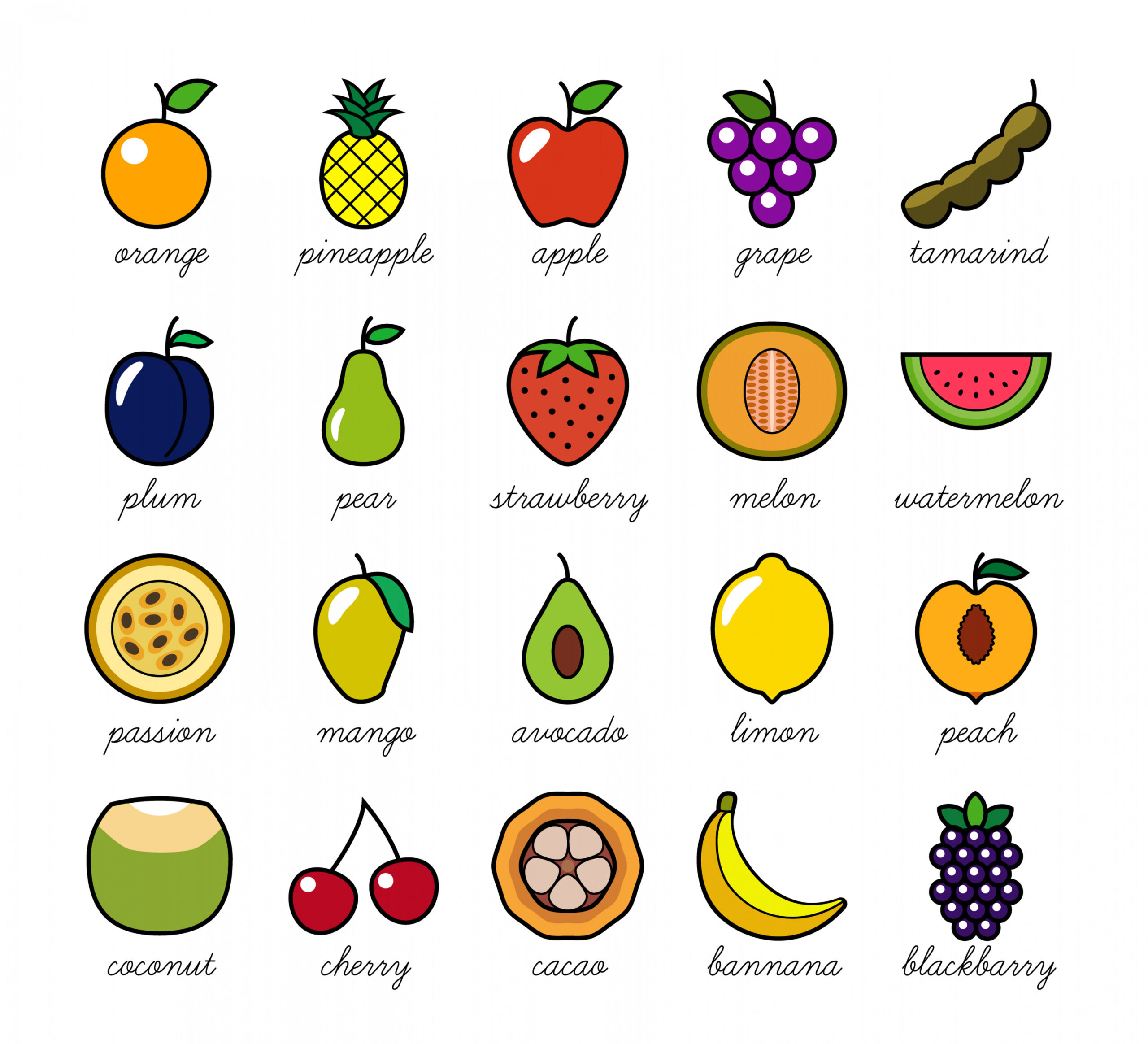 Colorful simple fruit drawing