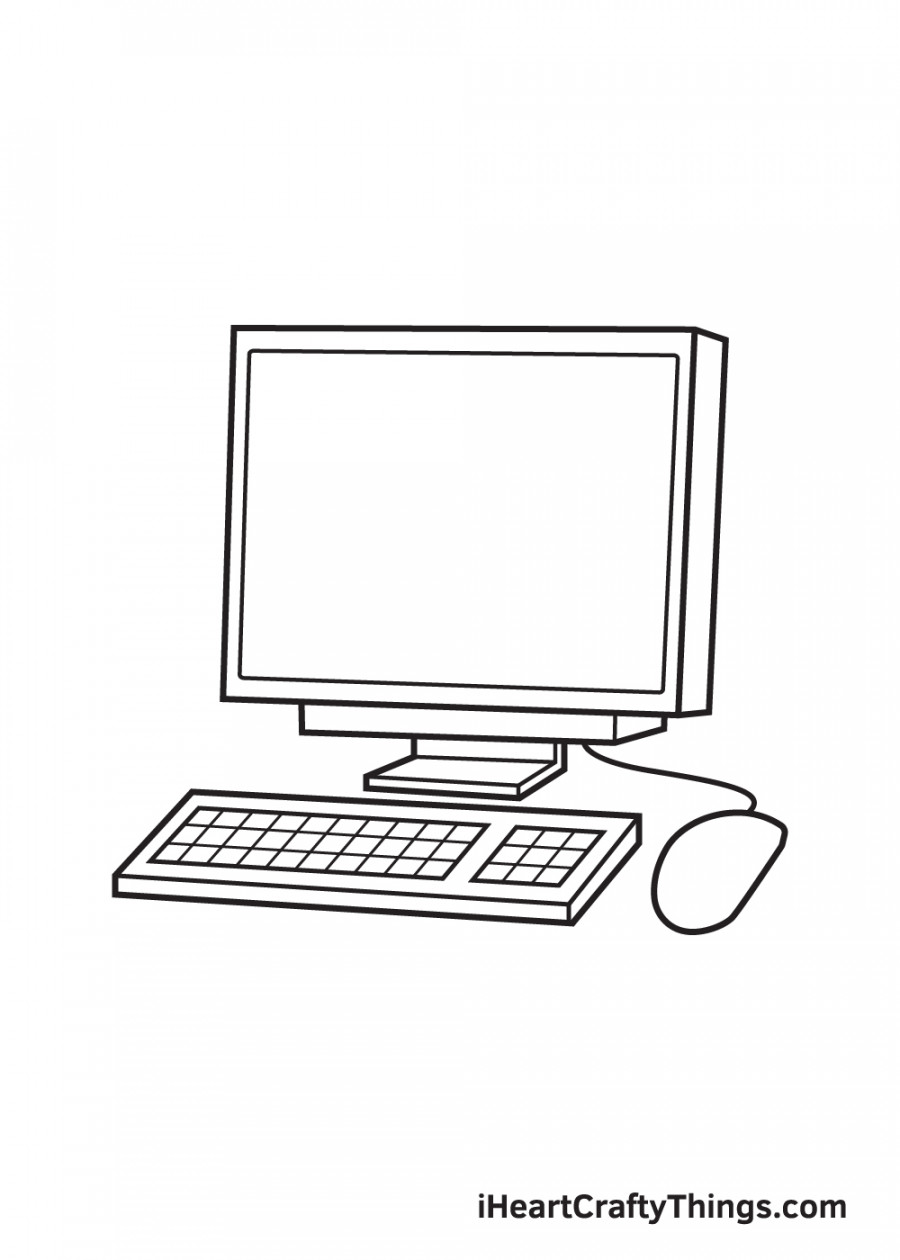 Computer Drawing - How To Draw A Computer Step By Step