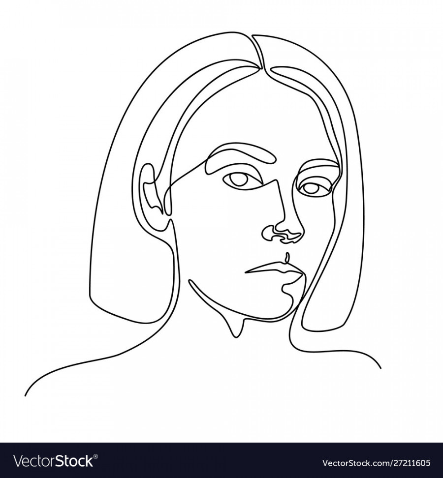 Continuous line drawing a girl portrait Royalty Free Vector