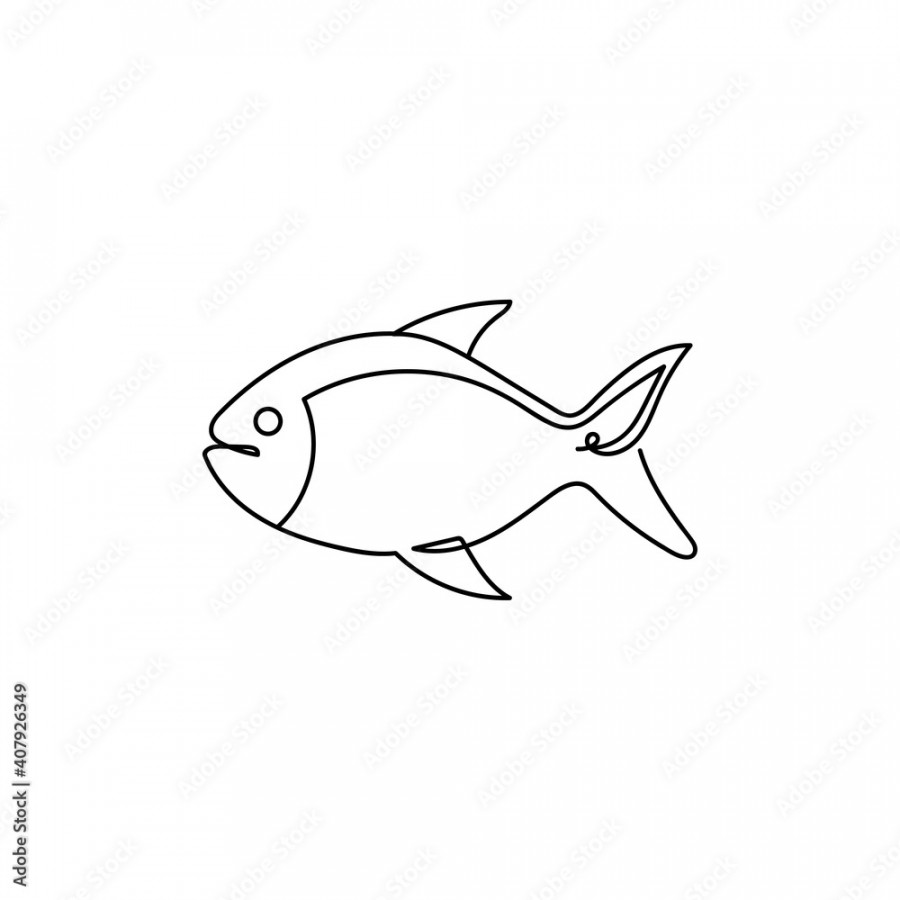 Continuous one line drawing a fish