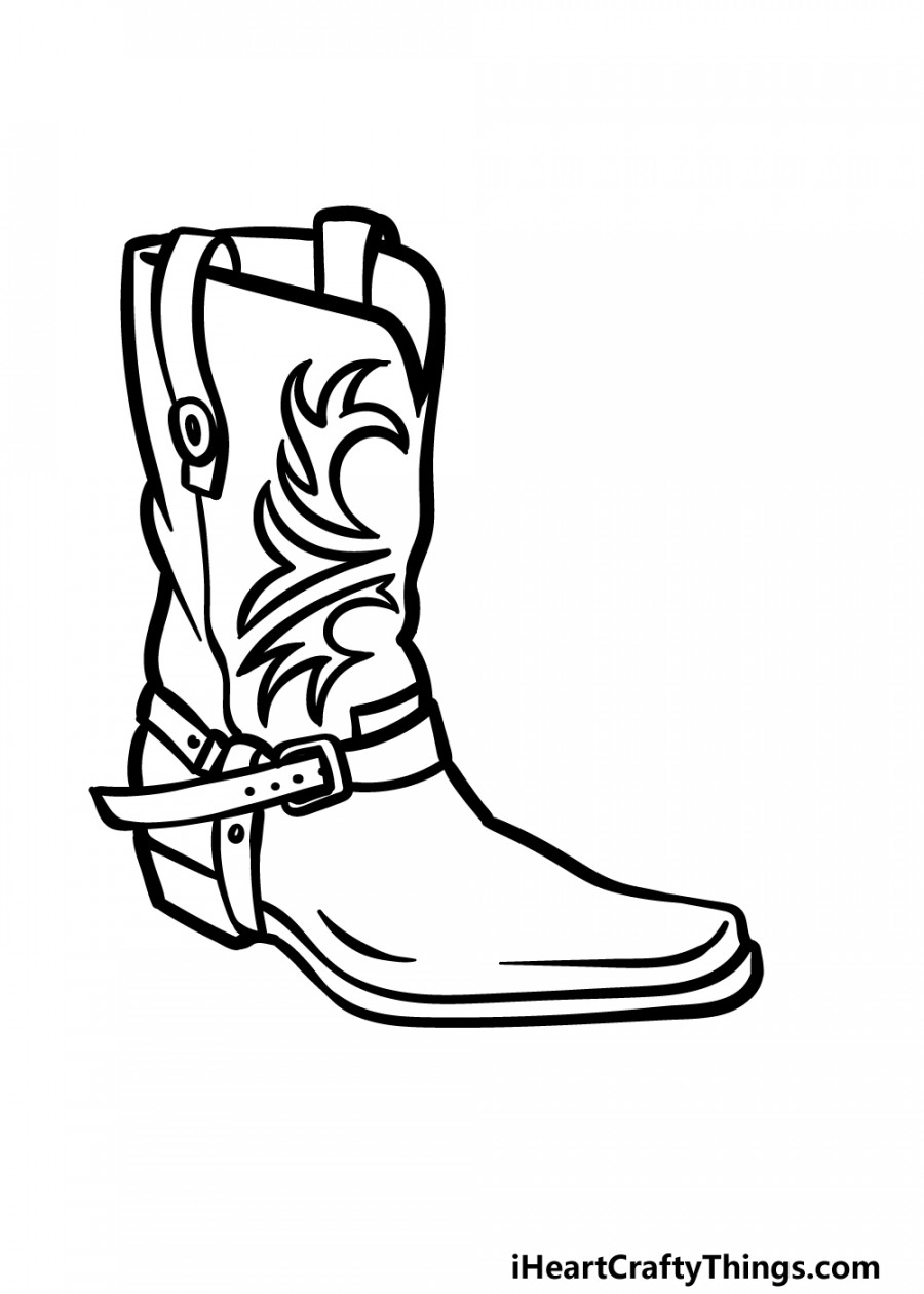 Cowboy Boots Drawing - How To Draw Cowboy Boots Step By Step