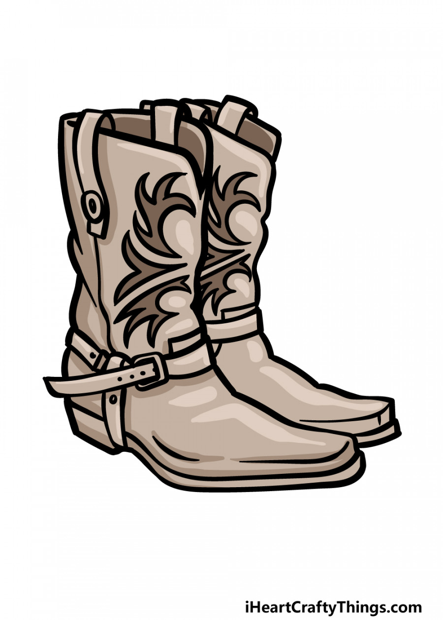 Cowboy Boots Drawing - How To Draw Cowboy Boots Step By Step