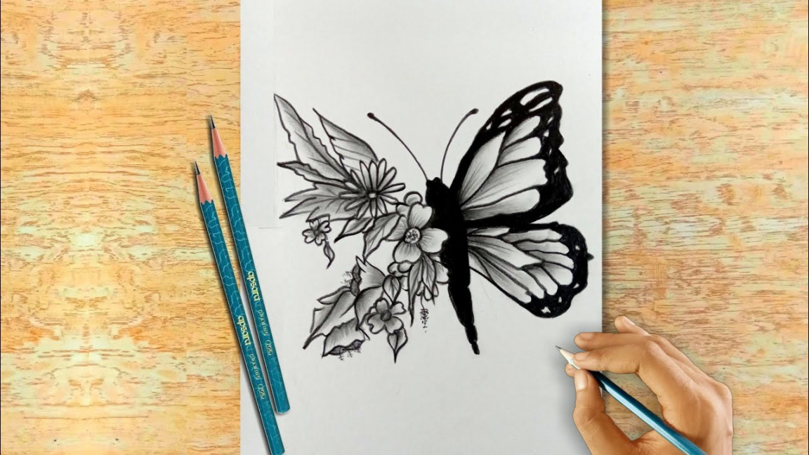 Creative Butterfly Drawing  Easy Pencil Drawing for Beginners  Creative  Drawing Ideas  #