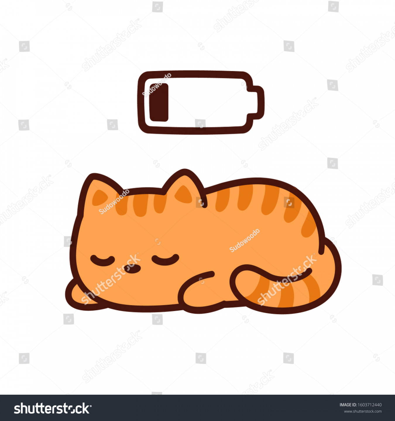 Cute Cartoon Kitten Taking Power Nap: Stock-Vektorgrafik