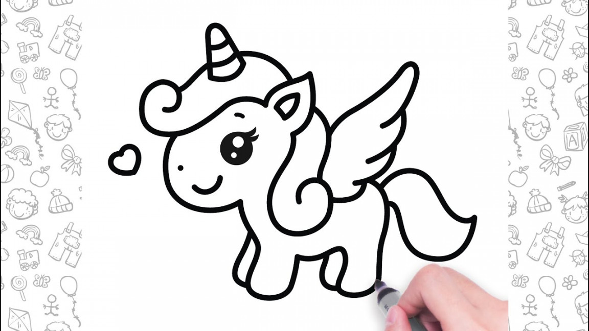 Cute Unicorn Drawing Easy  Easy Unicorn Outline Drawing