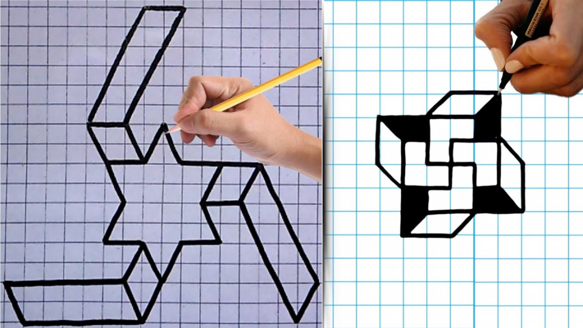 D Easy Drawing Tricks On Grid/Graph Paper #graphpaperdrawings