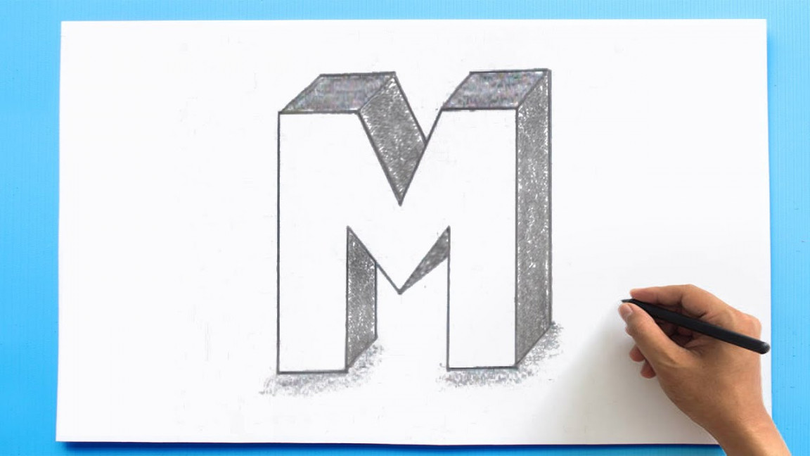 D Letter Drawing - M