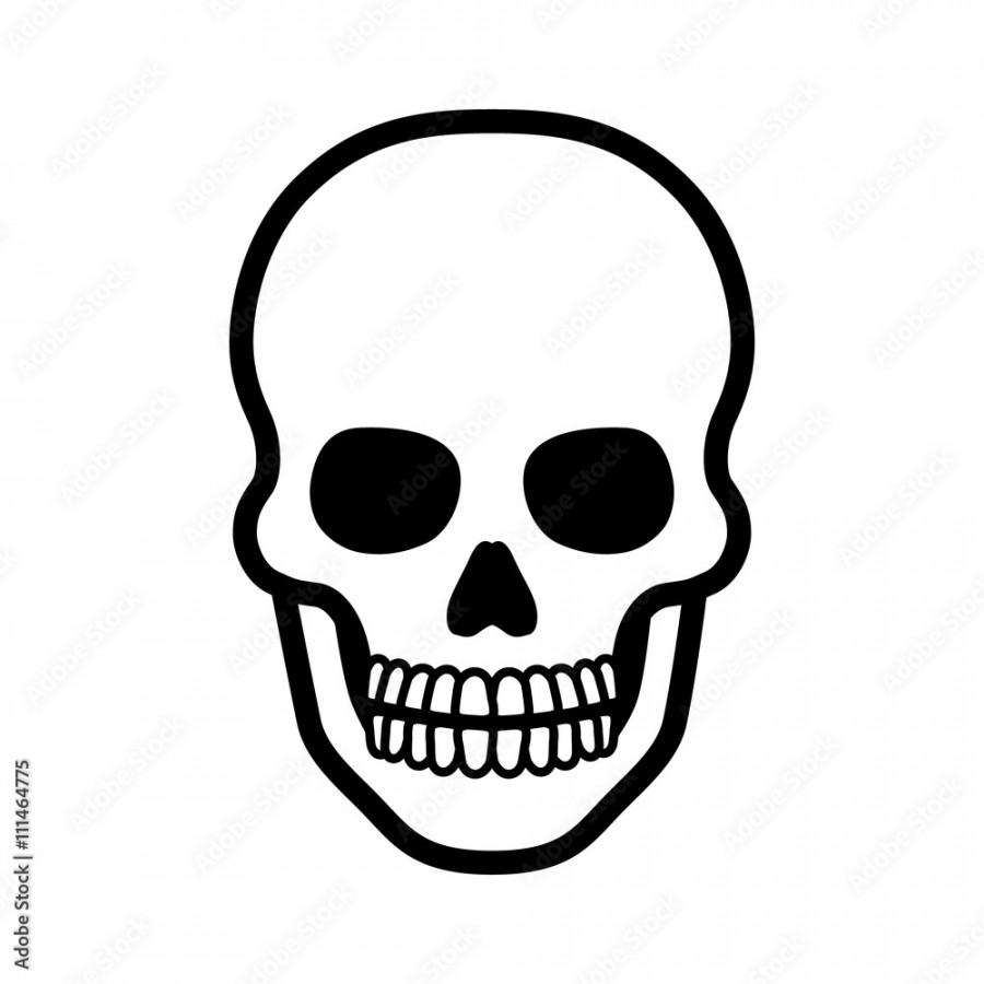 Death skull or human skull line art icon for games and websites