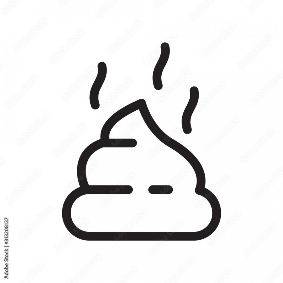 Dog poop with stink icon. Thin line art template for logo