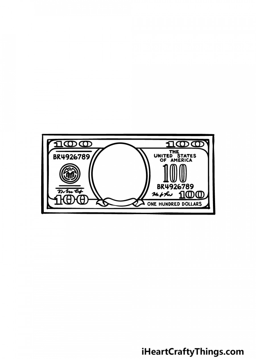 Dollar Bill Drawing - How To Draw A Dollar Bill Step By Step