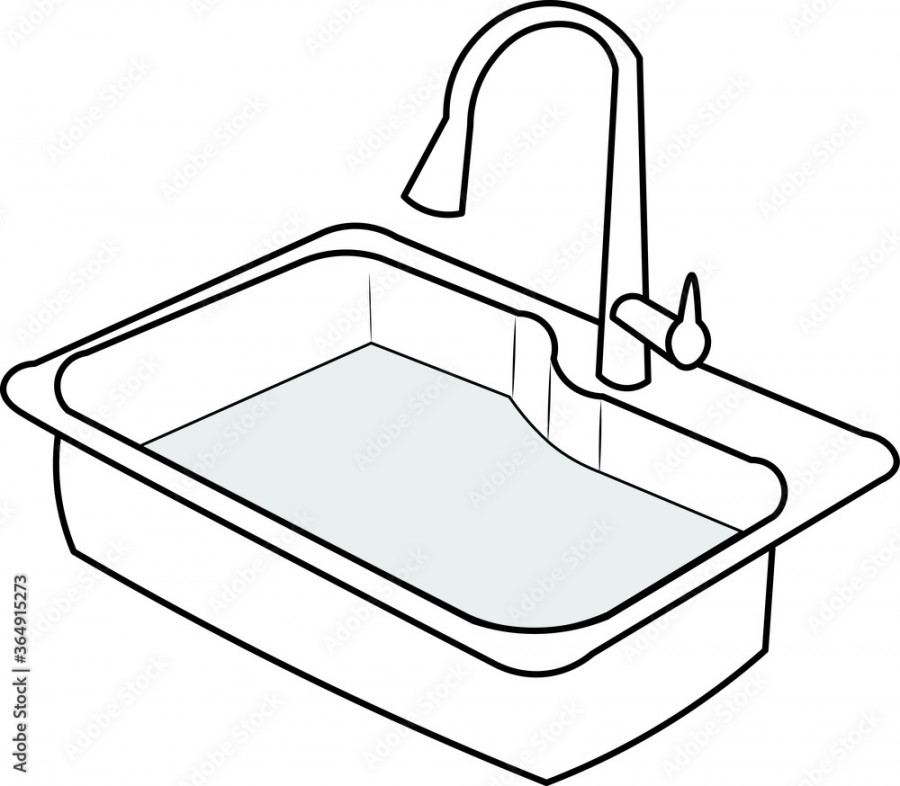 Doodle sketch hand drawn Illustration of a kitchen sink Stock