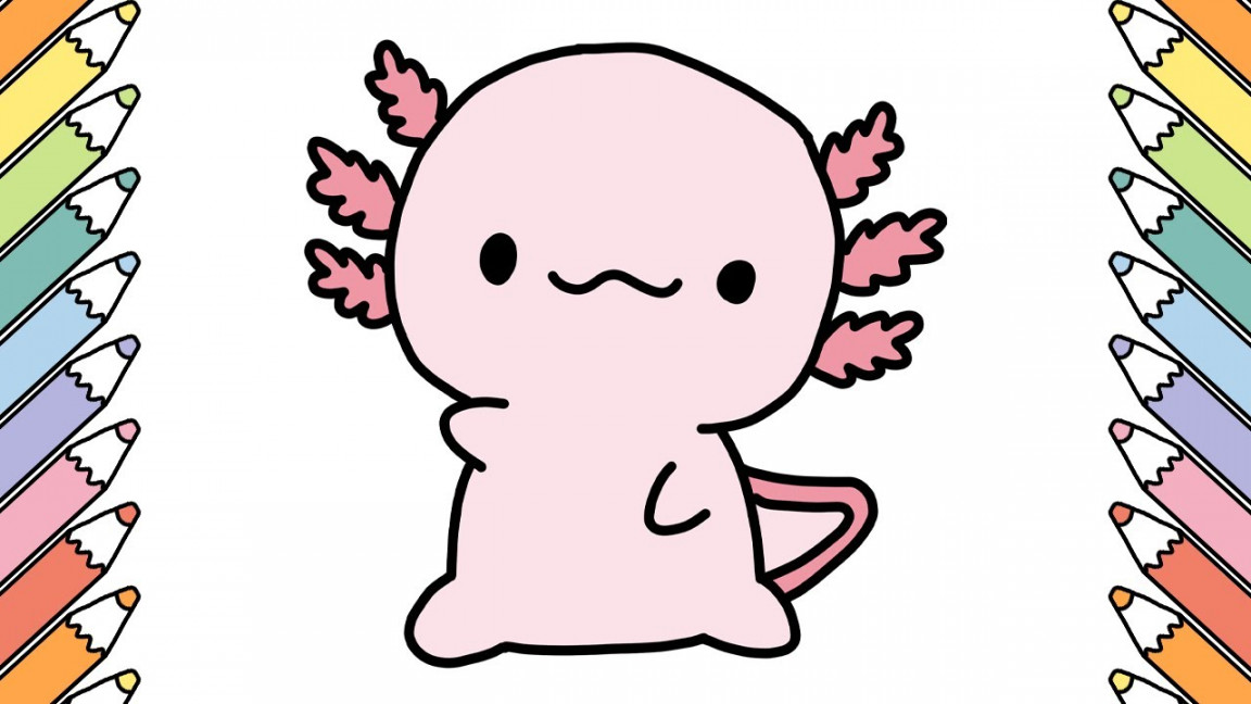 Draw a Cute AXOLOTL Easy step by step (Drawing for Kids)